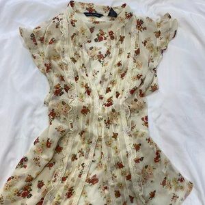 cottage core long button up tee